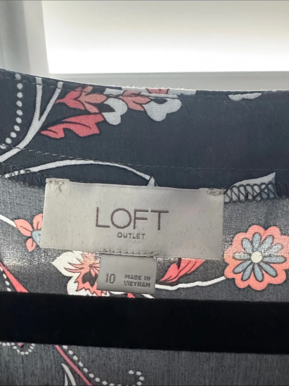 NWOT LOFT DARK GRAY Mini Dress with Pink & Blue Floral Print - Picture 4 of 8